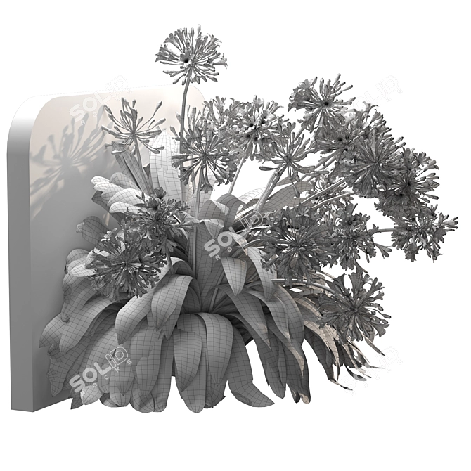 Elegant Agapanthus Wall Model 3D model image 5