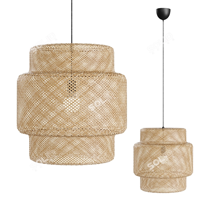 Natural Bamboo Pendant Light 3D model image 1