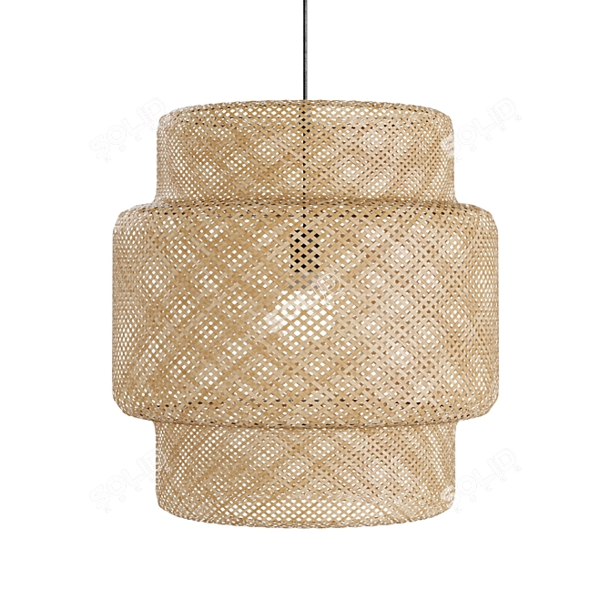 Natural Bamboo Pendant Light 3D model image 3