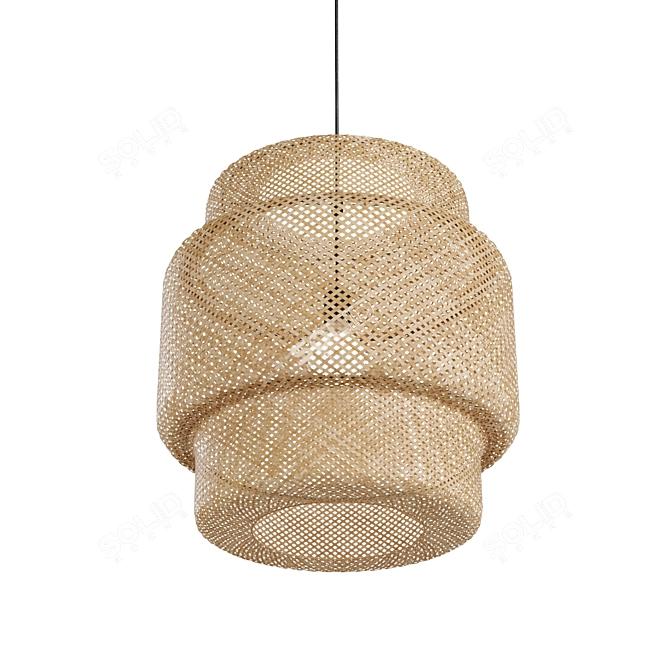 Natural Bamboo Pendant Light 3D model image 4