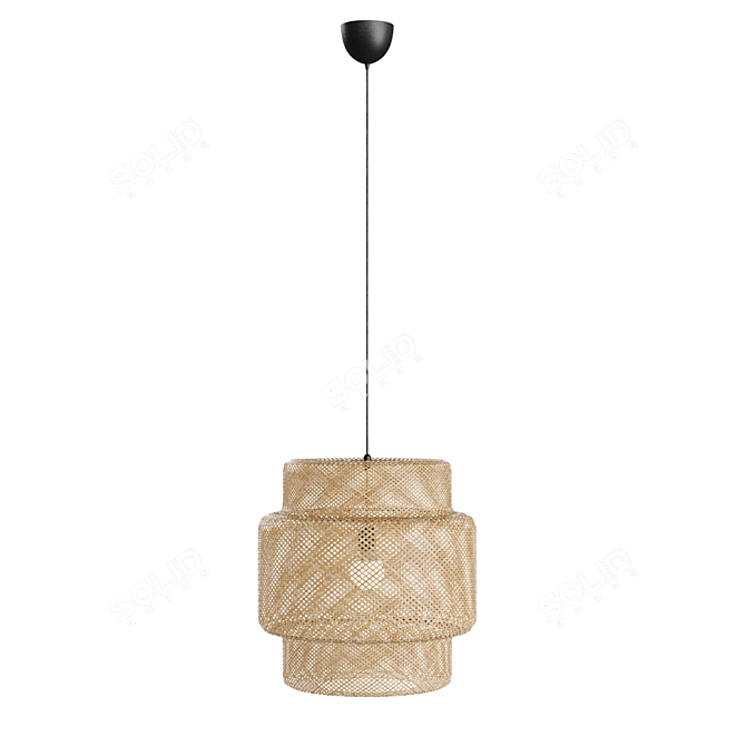 Natural Bamboo Pendant Light 3D model image 5