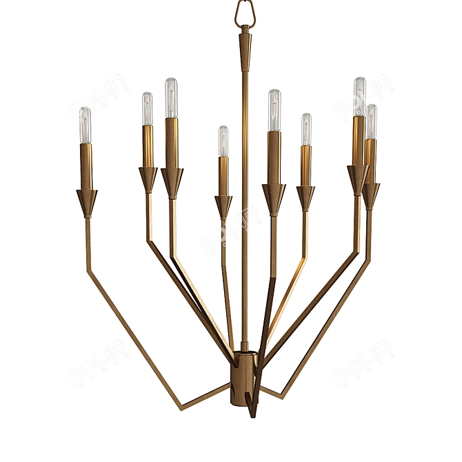 Vintage Brass Archie Chandelier 3D model image 1