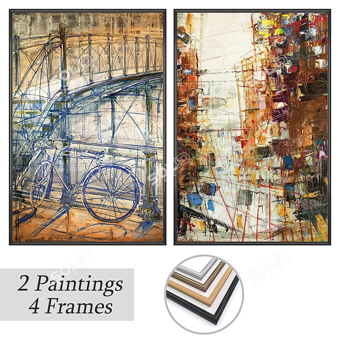 Gallery Art Set: Wall Paintings & Frames 3D model image 1