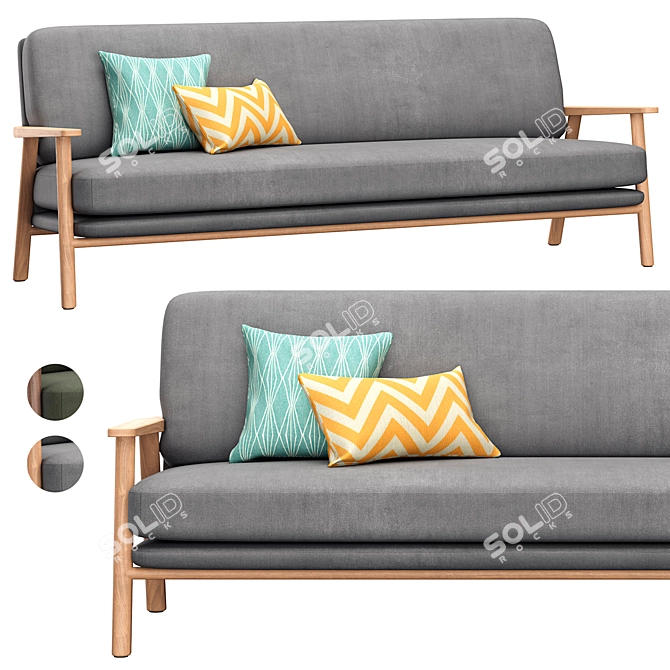 Lars Click-Clack Sofa: Darby Green & Walnut 3D model image 1