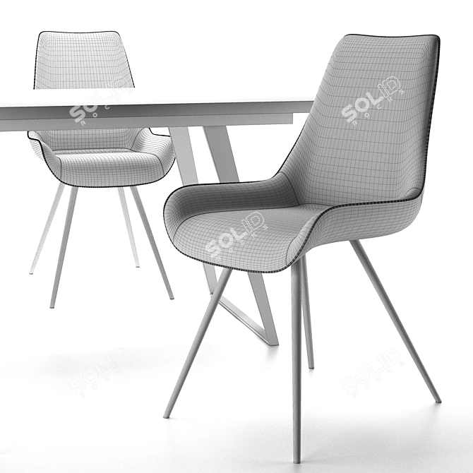 Modern Celia Chair & Vermont Table Set 3D model image 4