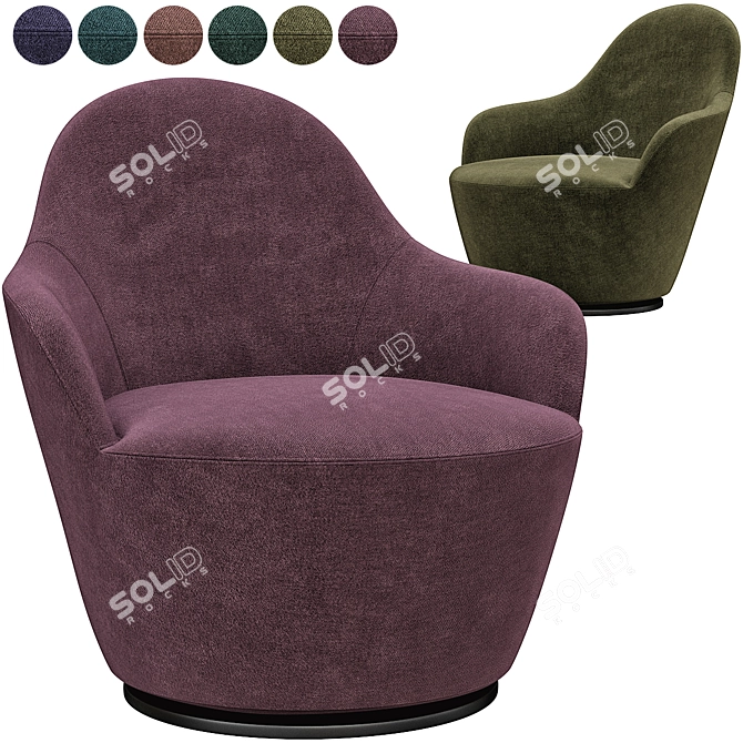 Elegant Swivel Armchair: 2-in-1 Comfort 3D model image 1