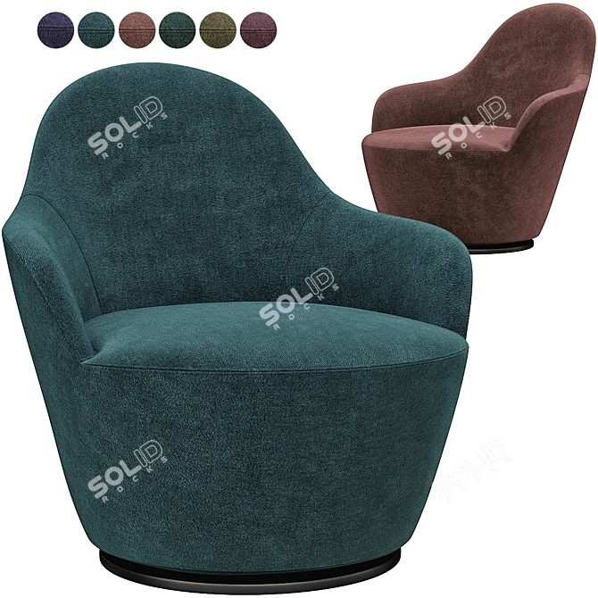 Elegant Swivel Armchair: 2-in-1 Comfort 3D model image 5