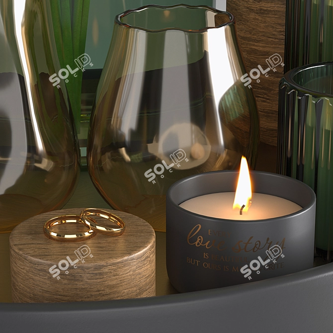 Floral Tray Decor Set 3D model image 3