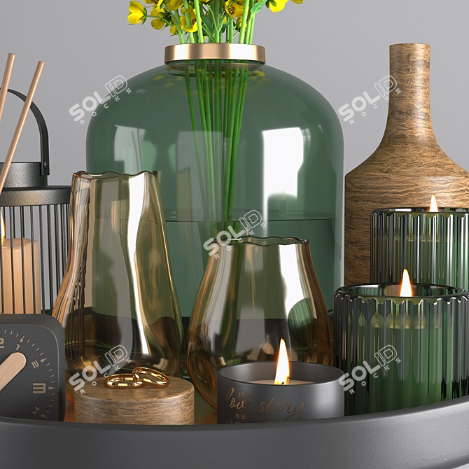 Floral Tray Decor Set 3D model image 4