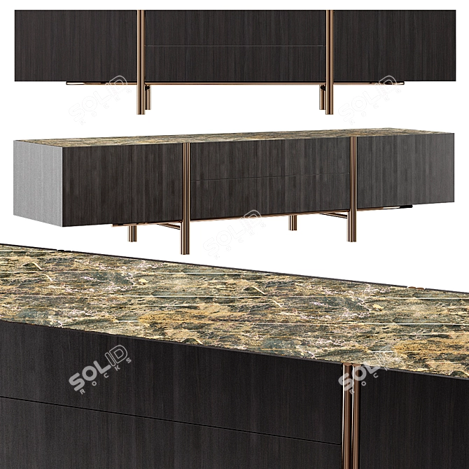 Modern Compact Cabinet Edge TV Stand 3D model image 1