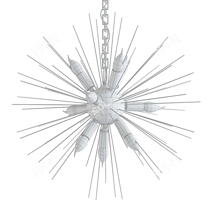 Brass Starburst Pendant Chandelier 3D model image 2