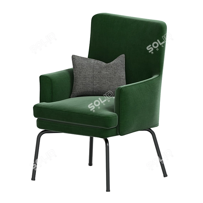 Elegant Bisma Armchair - Dark Green 3D model image 4