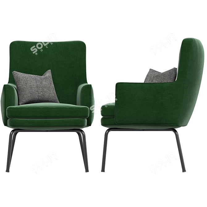 Elegant Bisma Armchair - Dark Green 3D model image 5