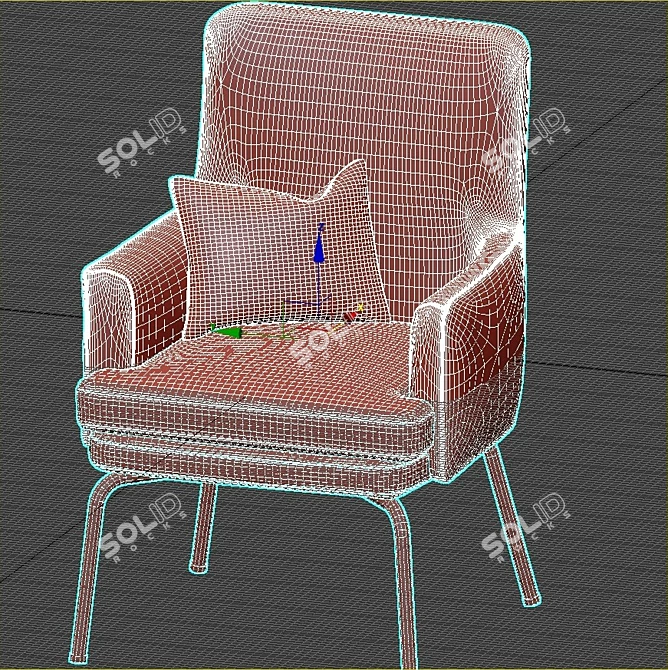 Elegant Bisma Armchair - Dark Green 3D model image 6