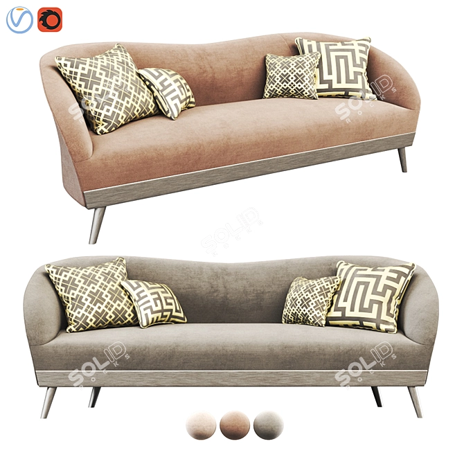 Luxe Three-Seater Sofa: Stylish Comfort 3D model image 1