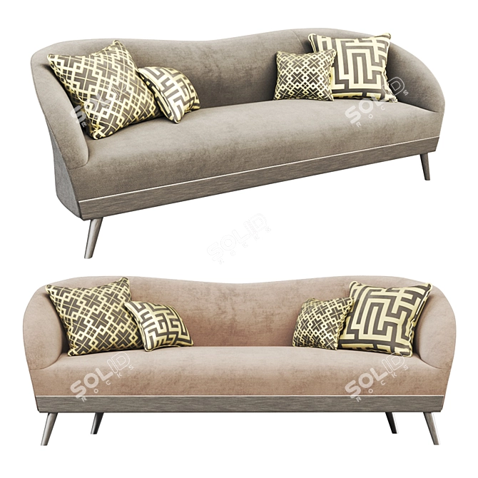 Luxe Three-Seater Sofa: Stylish Comfort 3D model image 3