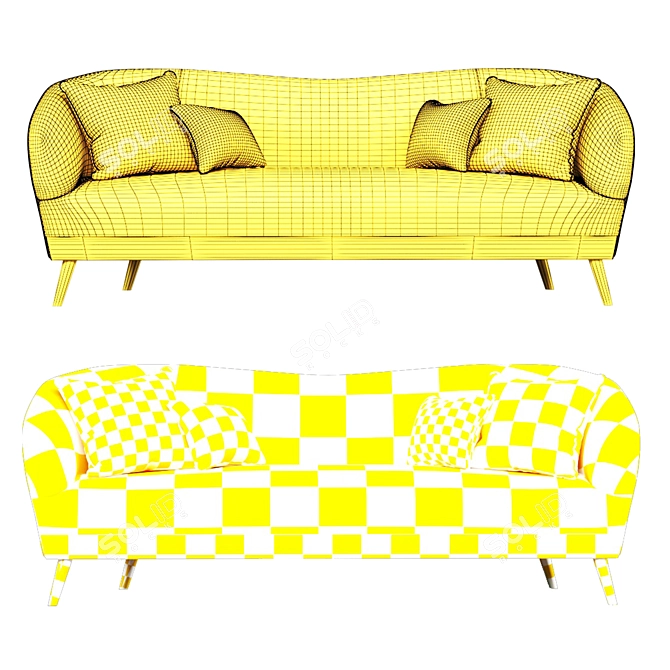 Luxe Three-Seater Sofa: Stylish Comfort 3D model image 4