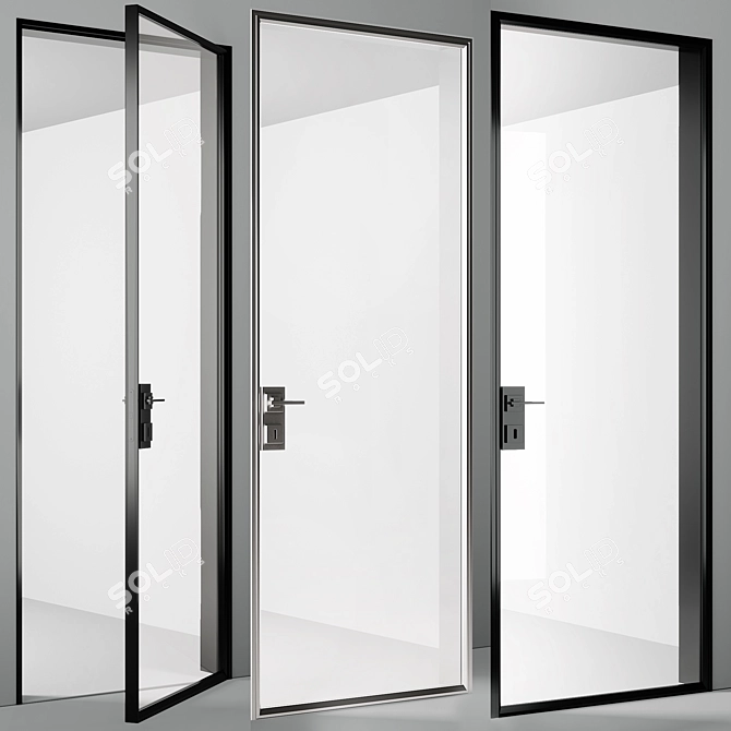 G-Like: Stylish Glass and Aluminium Door 3D model image 1