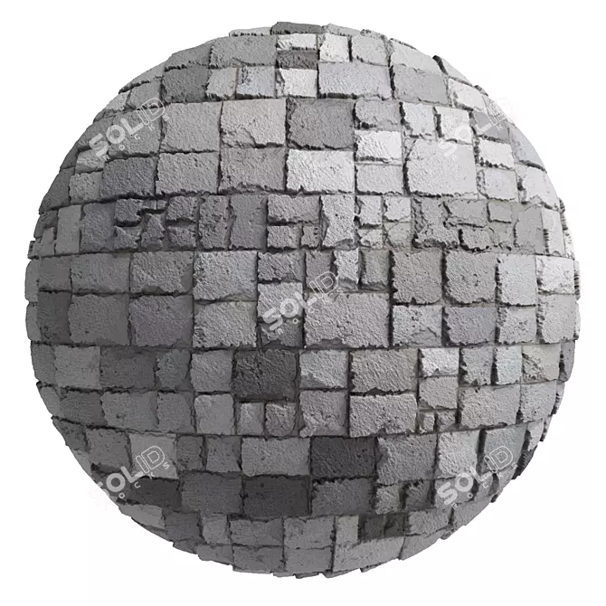 3 Color Stone Wall Material Pack 3D model image 4