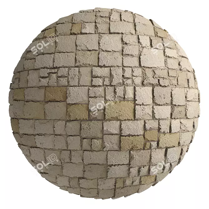 3 Color Stone Wall Material Pack 3D model image 5