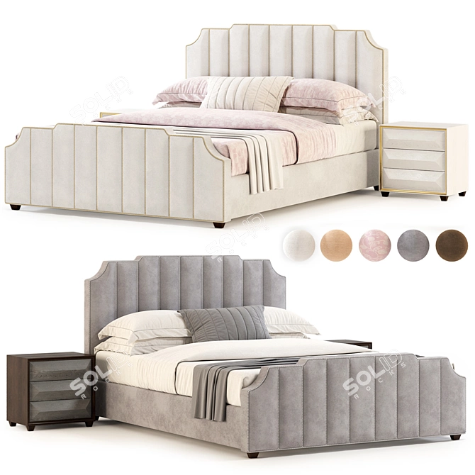 Bayonne Bed: High-Quality, Unwrapped Design 3D model image 1