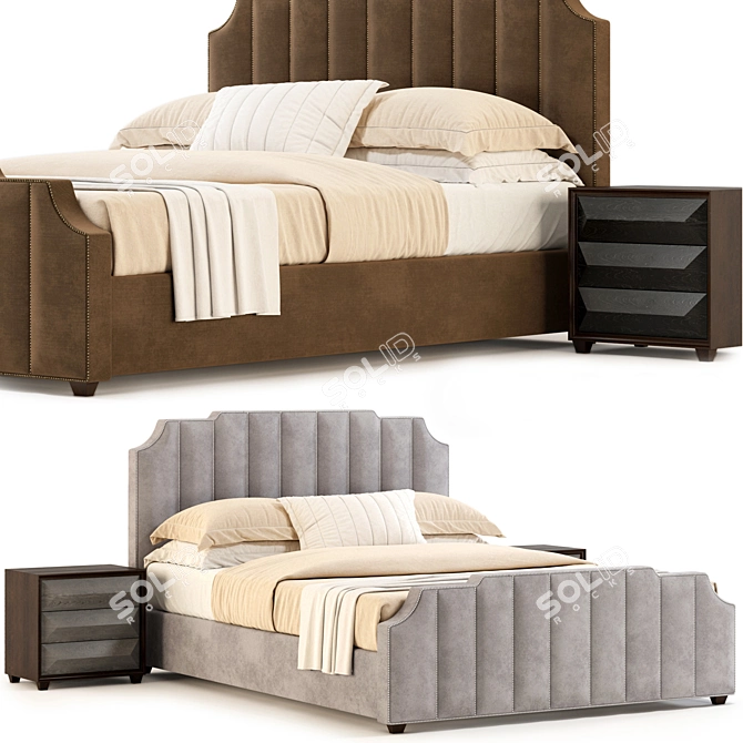 Bayonne Bed: High-Quality, Unwrapped Design 3D model image 2