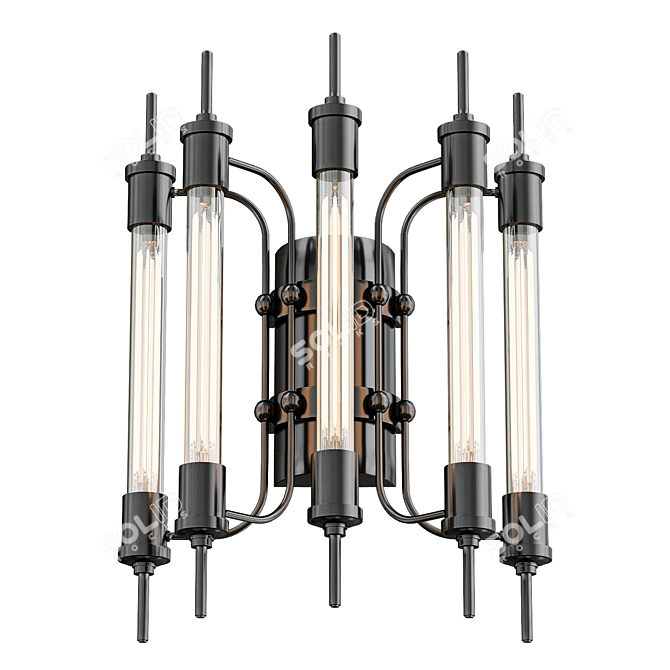 5-Light Linear Ceiling Fixture 3D model image 1