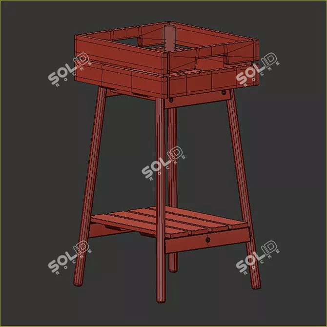 Minimalist Pine Plant Stand 3D model image 4