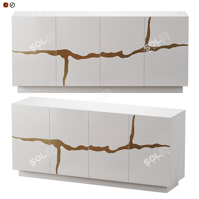 Art Deco White/Gold Sideboard: Cesis 3D model image 1