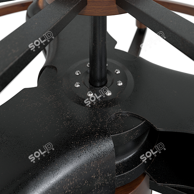 Rustic Ironwood Ceiling Fan 3D model image 3