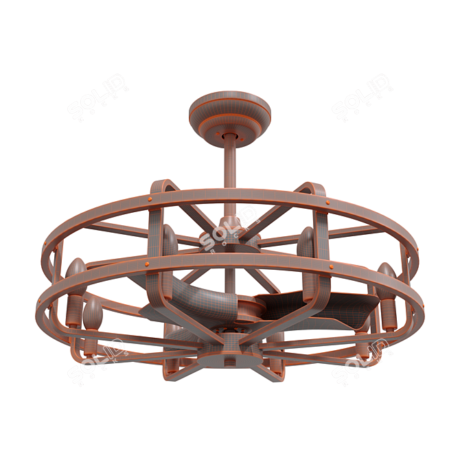 Rustic Ironwood Ceiling Fan 3D model image 4