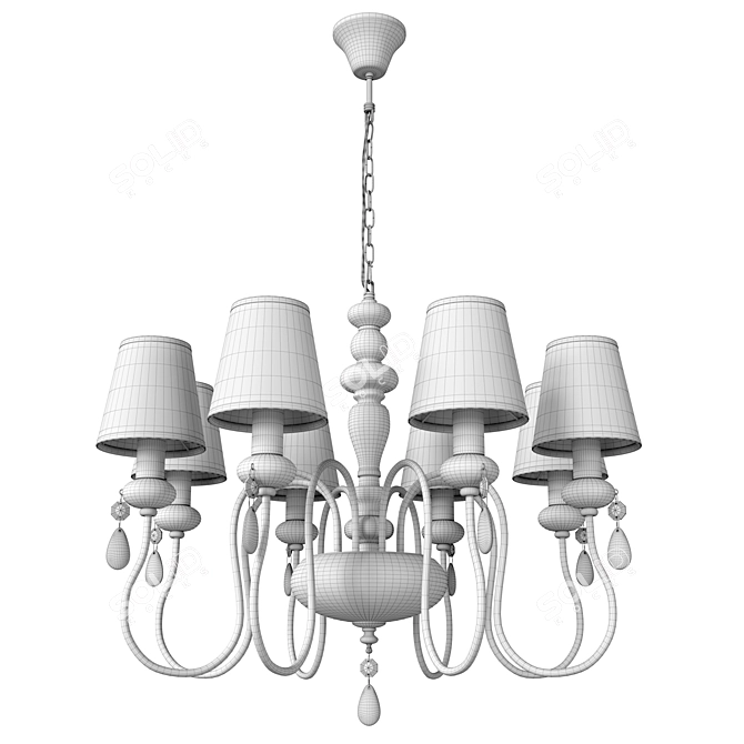 Elegant Golden Chandelier with White Fabric Shades 3D model image 7