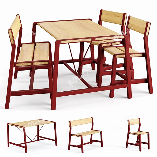 Modern Ikea Children Ypperlig Table 3D model image 2