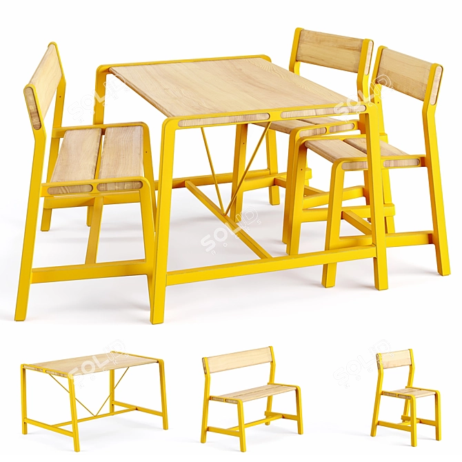 Modern Ikea Children Ypperlig Table 3D model image 4
