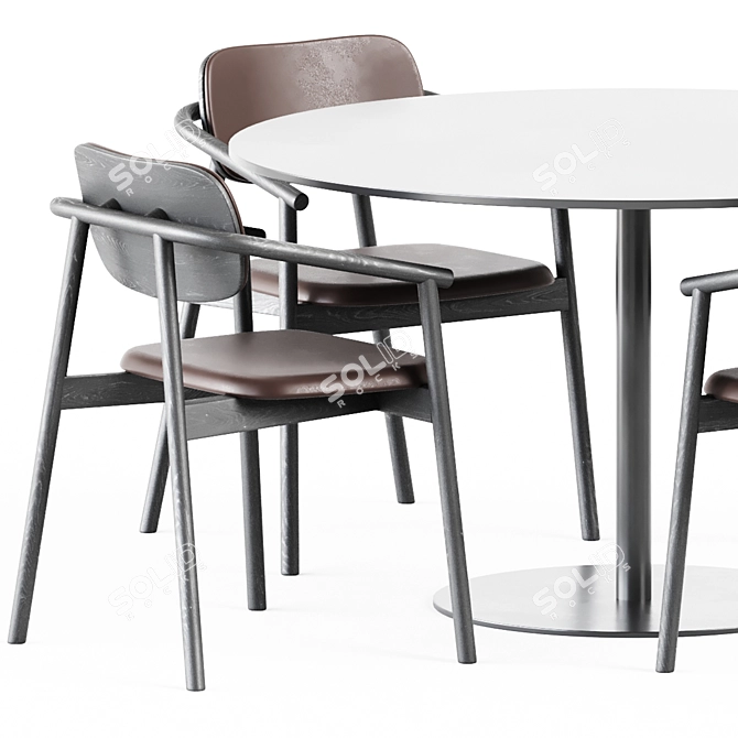 Elegant Sol D1300 Table & Klara Armrest Chair 3D model image 2