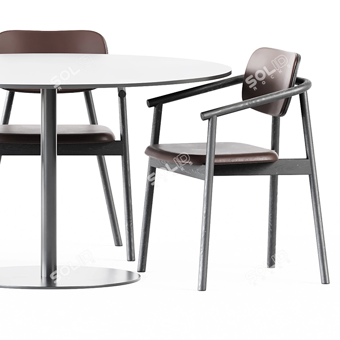 Elegant Sol D1300 Table & Klara Armrest Chair 3D model image 5