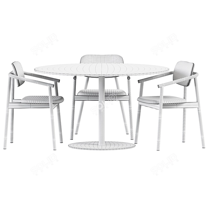 Elegant Sol D1300 Table & Klara Armrest Chair 3D model image 6