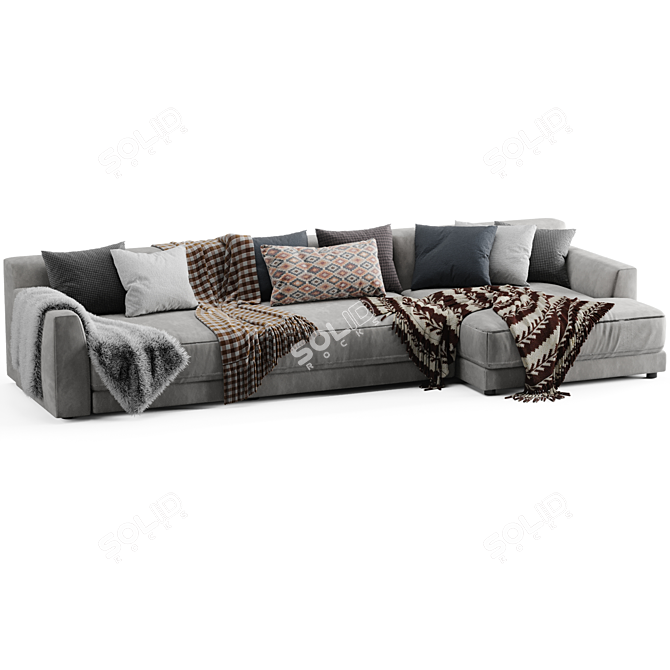 Elegant Poliform Chaise Longue Sofa 3D model image 4