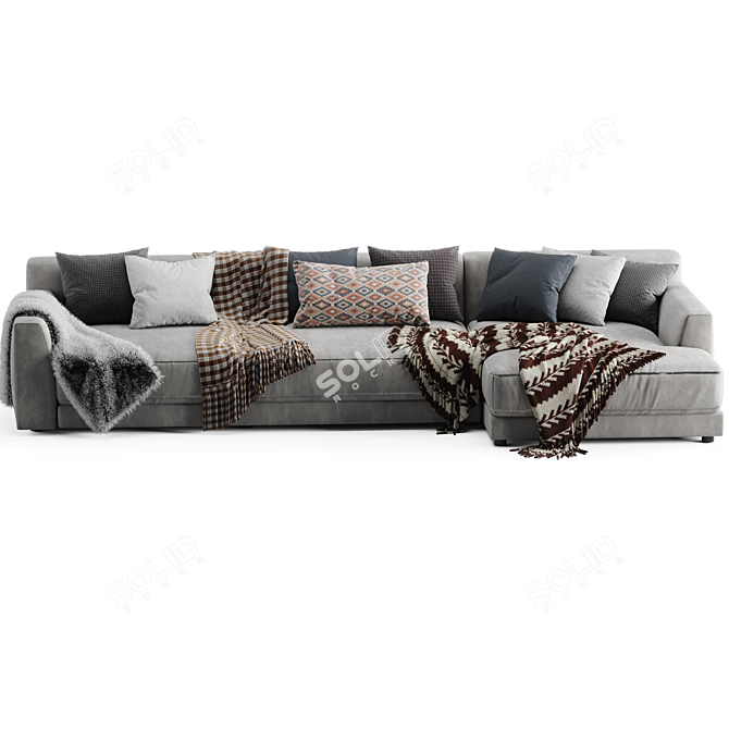 Elegant Poliform Chaise Longue Sofa 3D model image 12