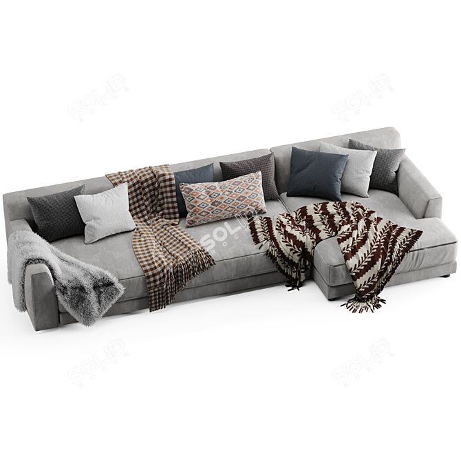 Elegant Poliform Chaise Longue Sofa 3D model image 13