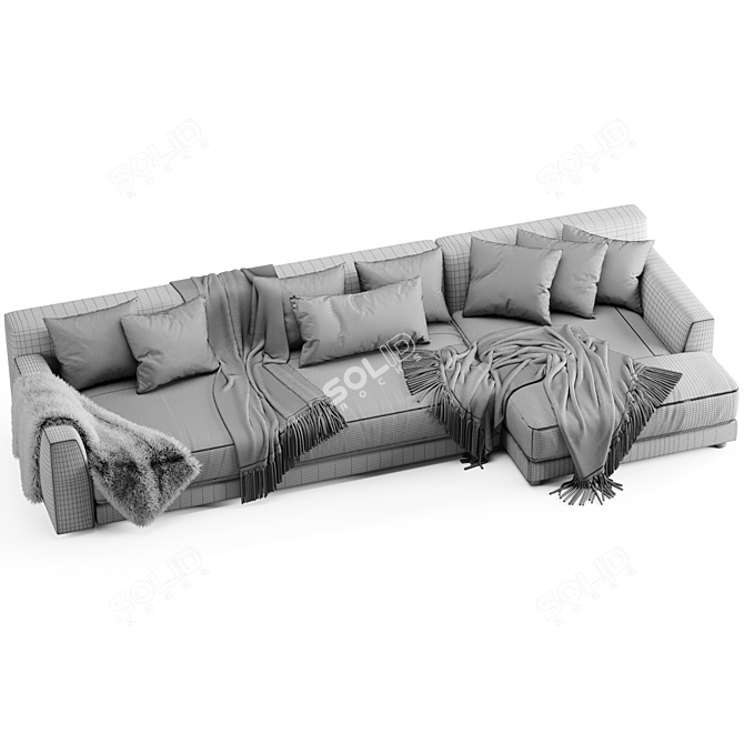 Elegant Poliform Chaise Longue Sofa 3D model image 14