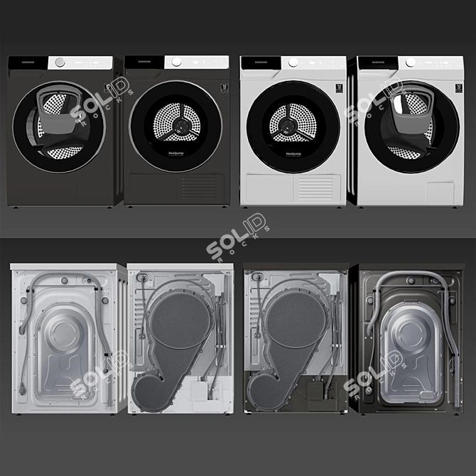 Title: Samsung Front-Load Washer & Dryer 3D model image 6