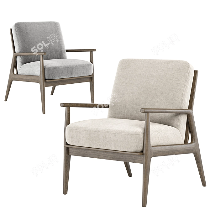Title: Modern Mid Century Chair Set 3D model image 3