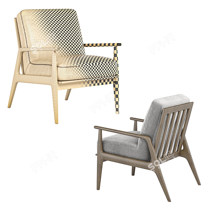 Title: Modern Mid Century Chair Set 3D model image 5