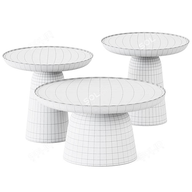 Elegant Wooden Coffee Tables 3D model image 2