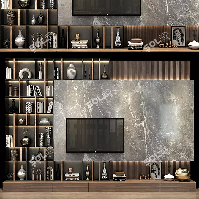 Minimalist TV Shelf: Transform Your Living Room 3D model image 1