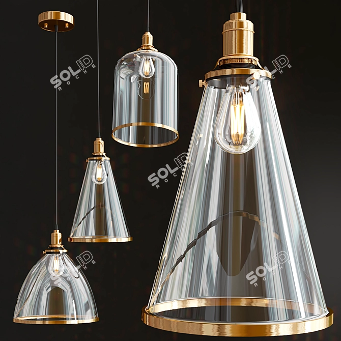 Elegant Franklin Glass Pendant 3D model image 3