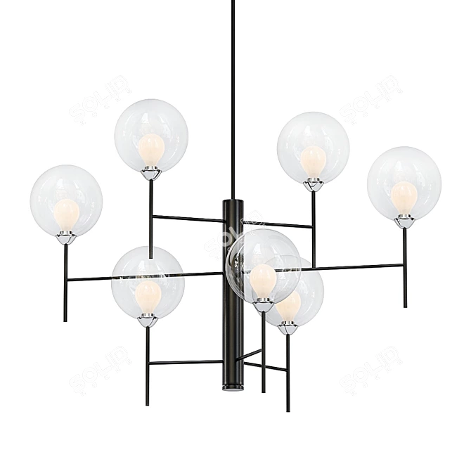 Rustic Bison Chandelier 3D model image 1