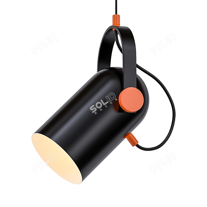 Sleek Black Tube Pendant 3D model image 1