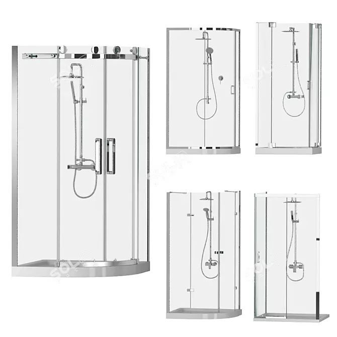 Cezares Shower Corner Set: Stylish and Versatile 3D model image 1